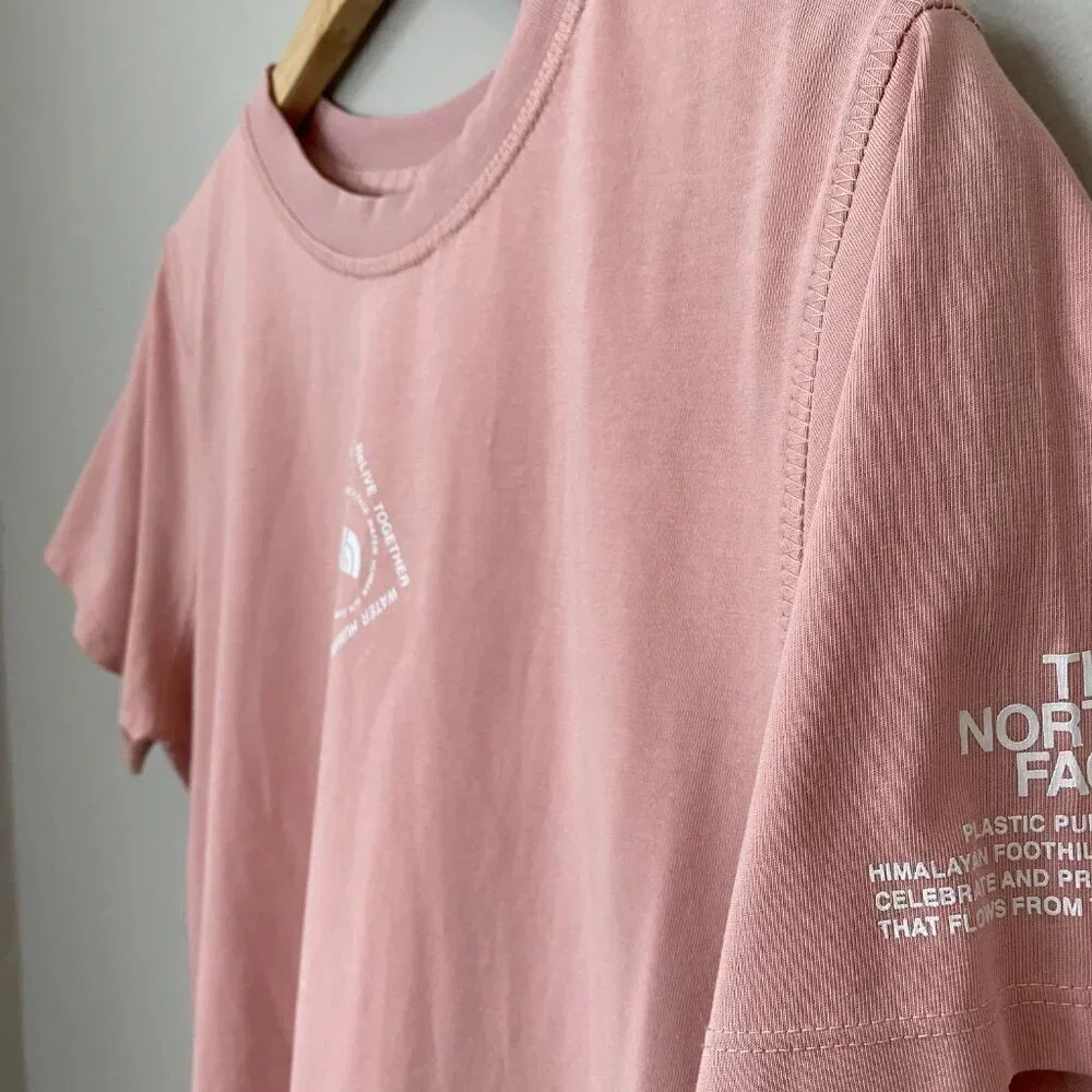 NWOT The North Face Womens Large Himalayan Bottle Short Sleeve Pink Logo T-Shirt - Picture 9 of 16